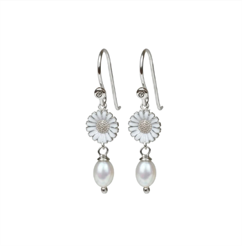 Marguerite Pearl Drop ørehænger sølv , fra Christina Jewelry & Watches